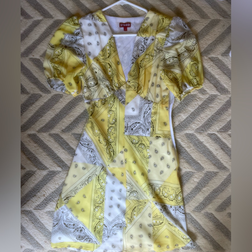 Staud Milla Paisley Print yellow dress